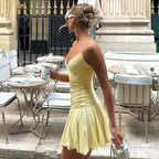 Sexy V-neck Suspender Dress Y2K Fashion Slim Ruffled Short Dresses For Women Clithing