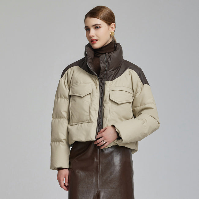 Women's Cotton-padded Short Loose Leather Coat Hover Image