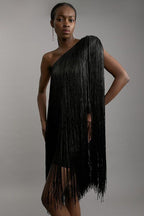 Sleek And Playful Tassel Skirt Party Dress