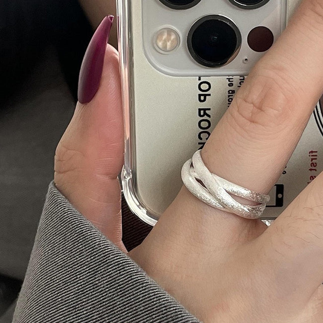INS Style Irregular 925 Sterling Silver Stacking Rings For Women, Simple Non-Fading Versatile Finger Rings Main Image