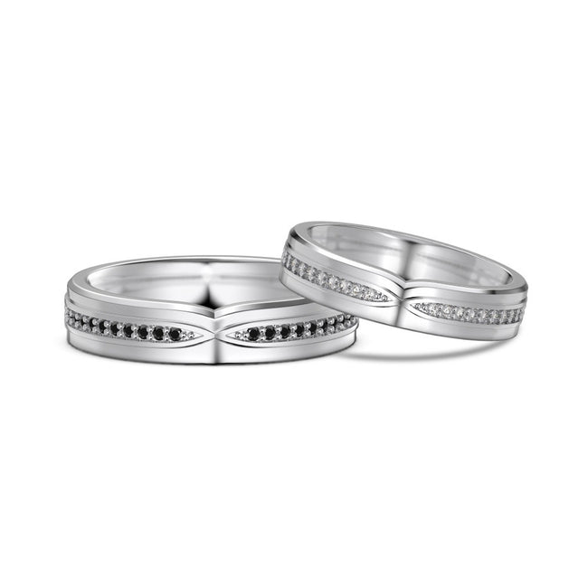 Sterling Silver Ring For Men And Women Couple Rings Design Zircon Inlaid Couple's Ring Main Image