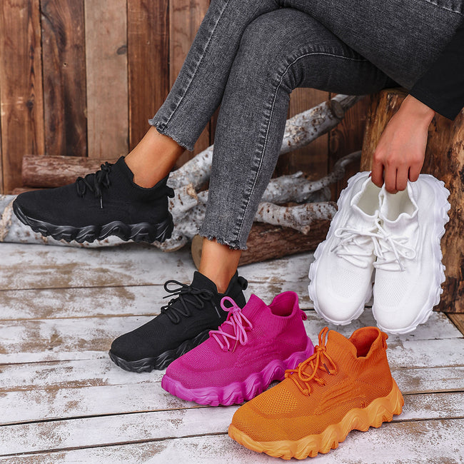 Lace-up Sneakers Lightweight Breathable Mesh Shoes Slip-on Running Walking Shoes For Women Main Image