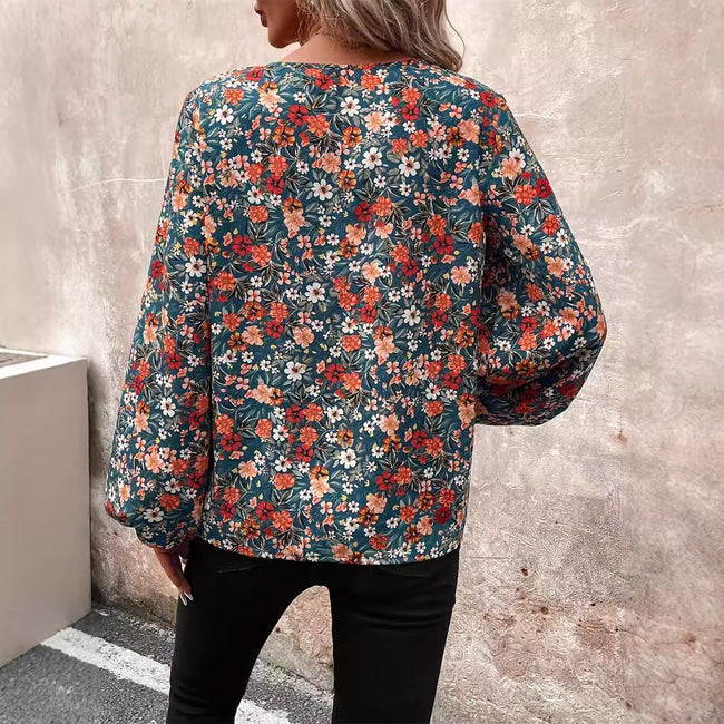 Women's V-neck Long Sleeve Shirt Autumn Women Clothing Casual Main Image
