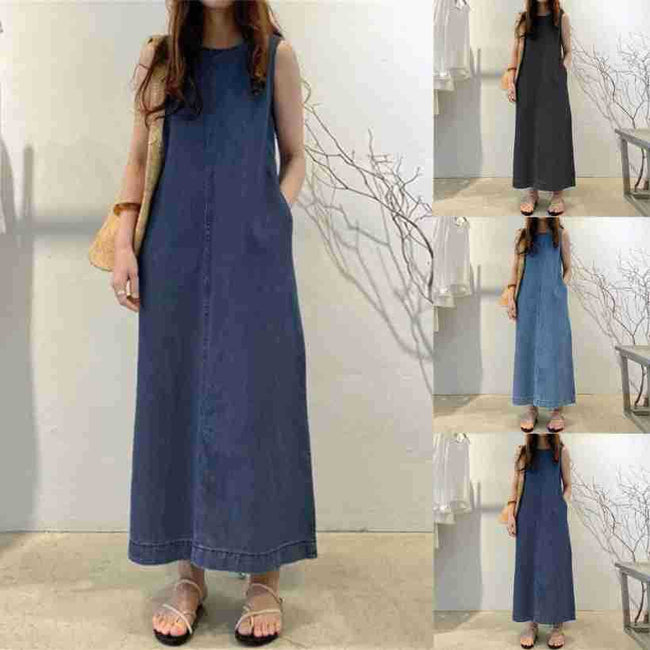 Women's Fashion Denim Vest Dress Main Image