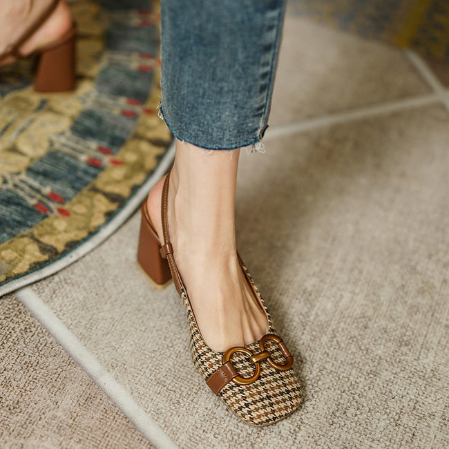 Women's Colored Baotou Thick High Heels Main Image