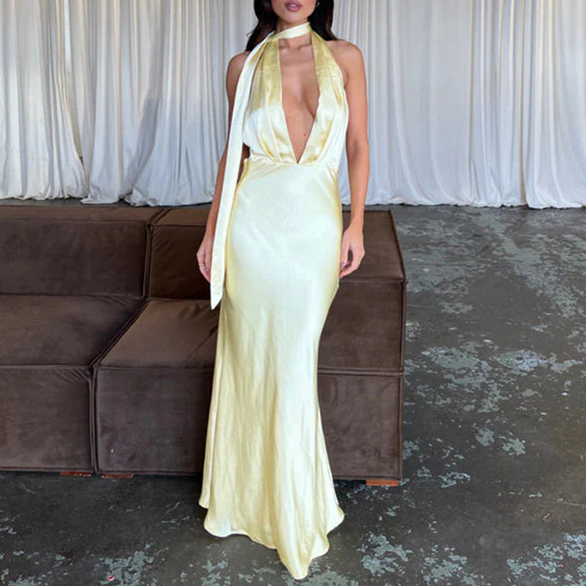 Solid Color Long Dress Women Main Image