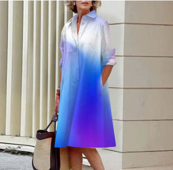 Colorful Blooming Summer Comfortable Shirt Dress