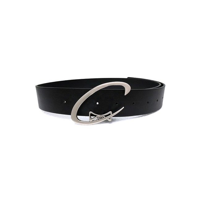 Black PU Leather Simple All-match Metal Buckle Belt Hover Image
