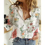Linen Cotton Washed Single-breasted Long Sleeve Shirt For Women