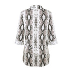 Women Leopard Print Three-Quarter Sleeve Loose Casual Shirt