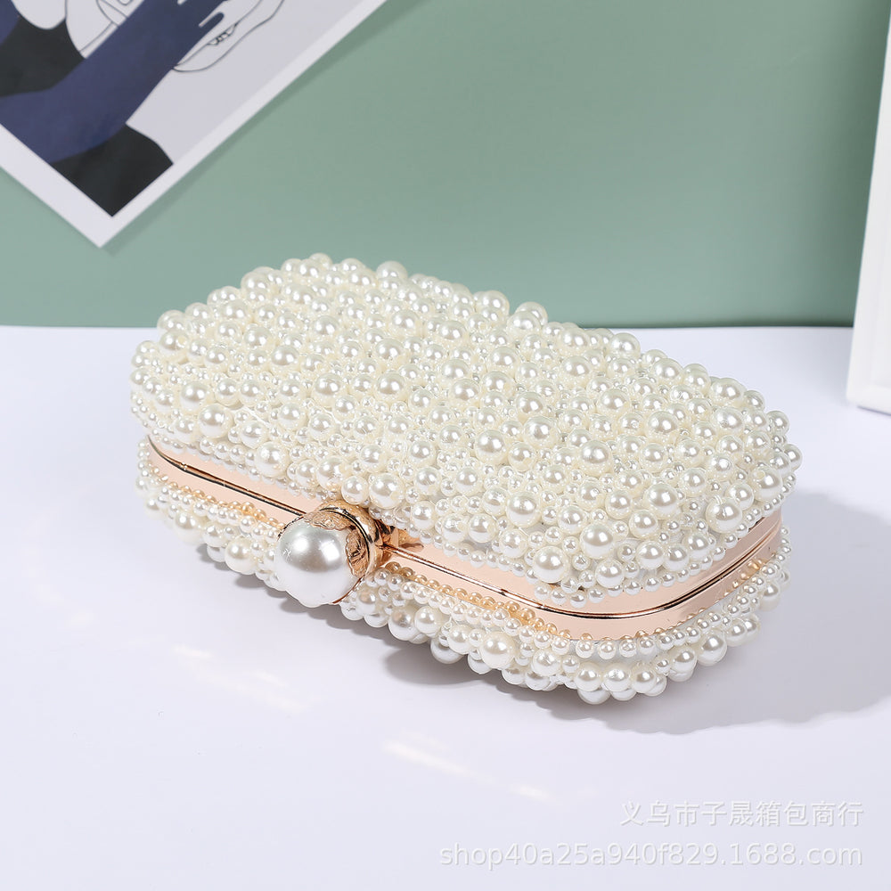 Sac de soirée en perles pour femme avec fermoir et surface souple