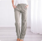 Foreign Trade Solid Color Elastic Waist Casual Trousers Women