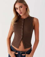 Slim Fit Sleeveless Vest For Women
