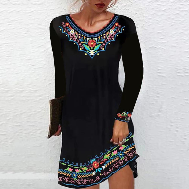 Autumn And Winter Printing Dress Women Hover Image