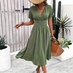 Women's Holiday Casual Solid Color Tunic Dress