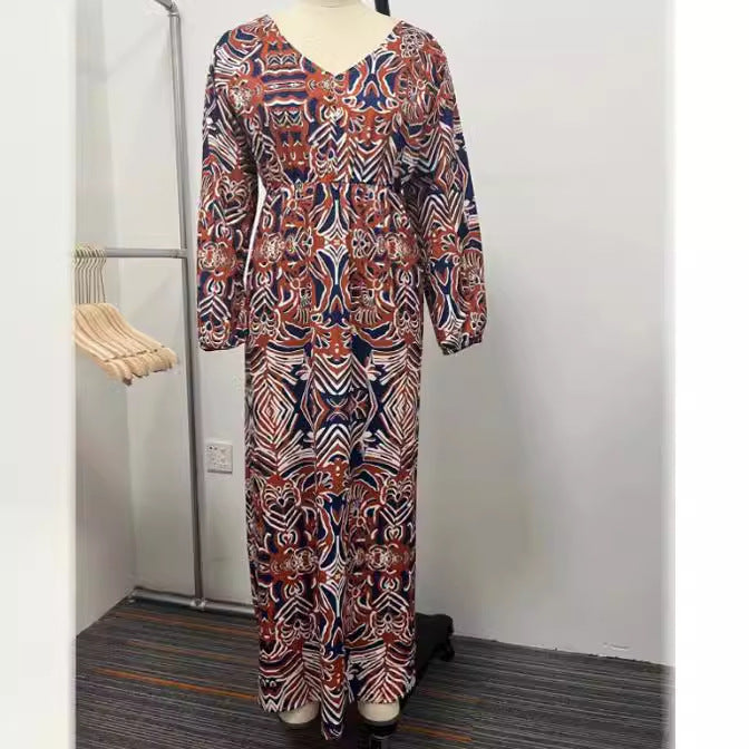 Printed Long Slimming Dress