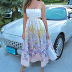 Women's Fashion Hollowed-out Printing Slip Dress