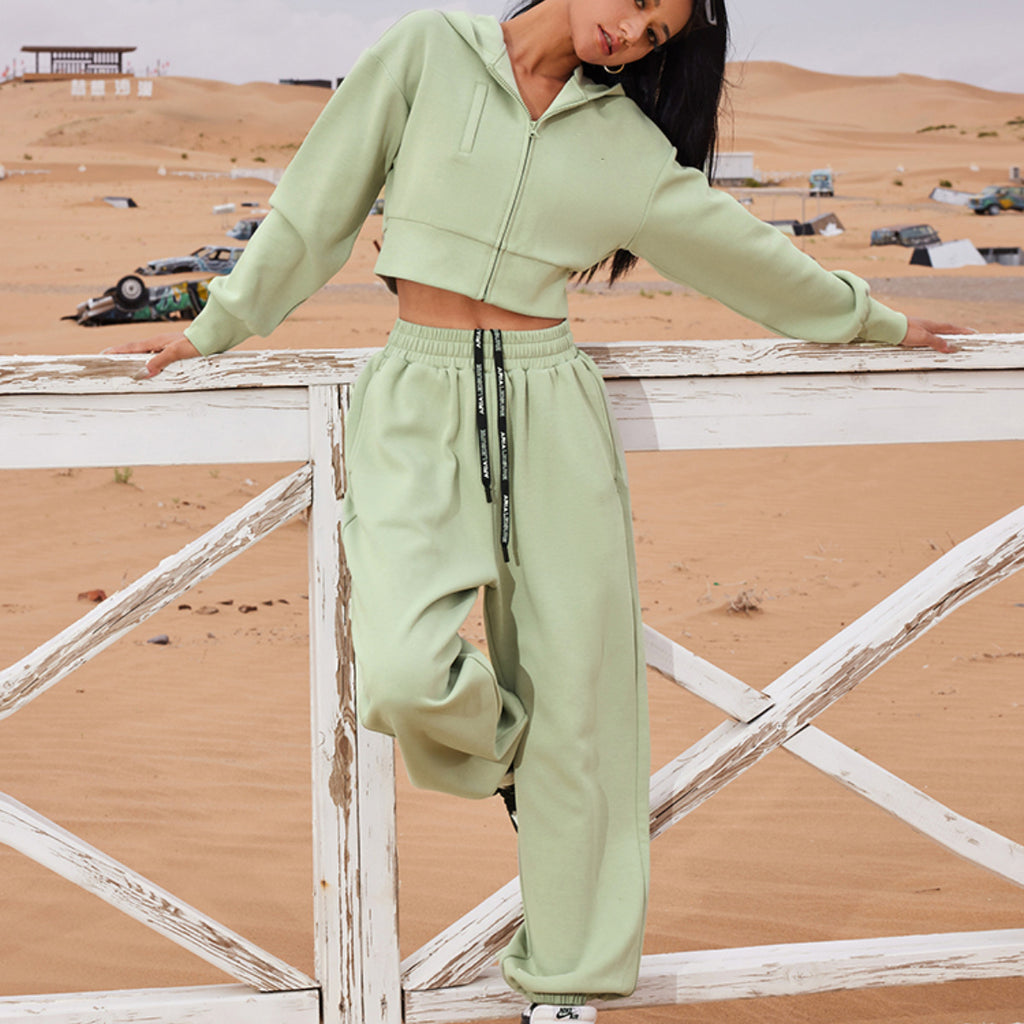 Women's Long-sleeved Fleese Suit Two-piece Set