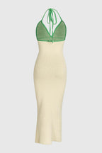 Knitted Strappy Halter V-neck Backless Sexy Dress