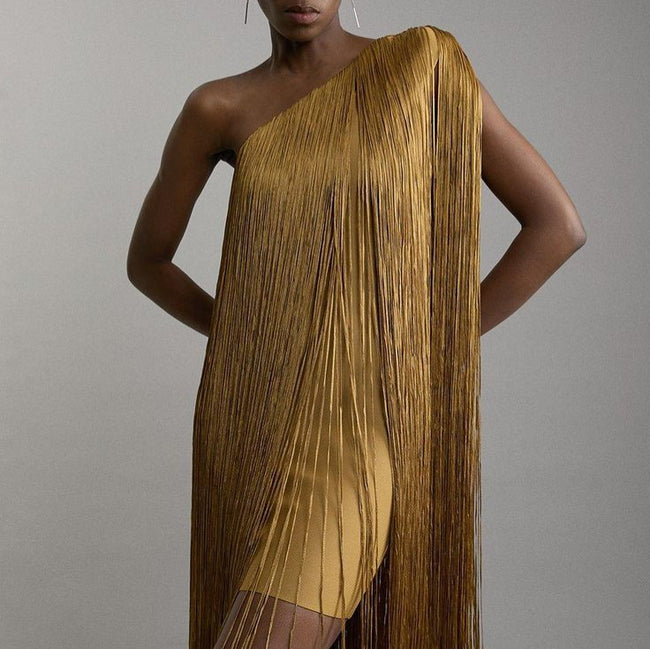 Sleek And Playful Tassel Skirt Party Dress Hover Image