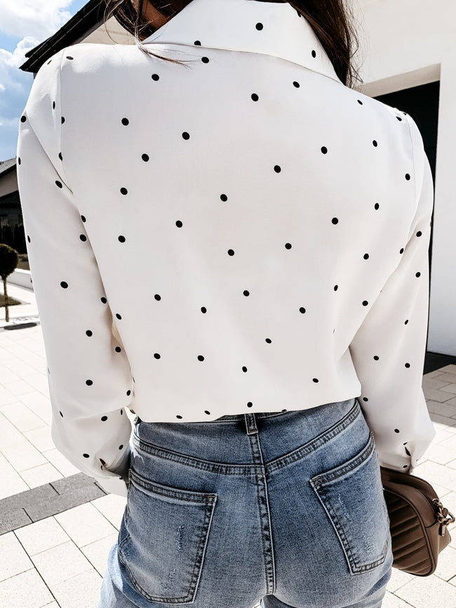 Slim Button Polka Dot Long Sleeve Pocket Shirt Main Image