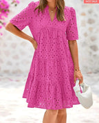 V-neck Hollow Lace Dress High-grade