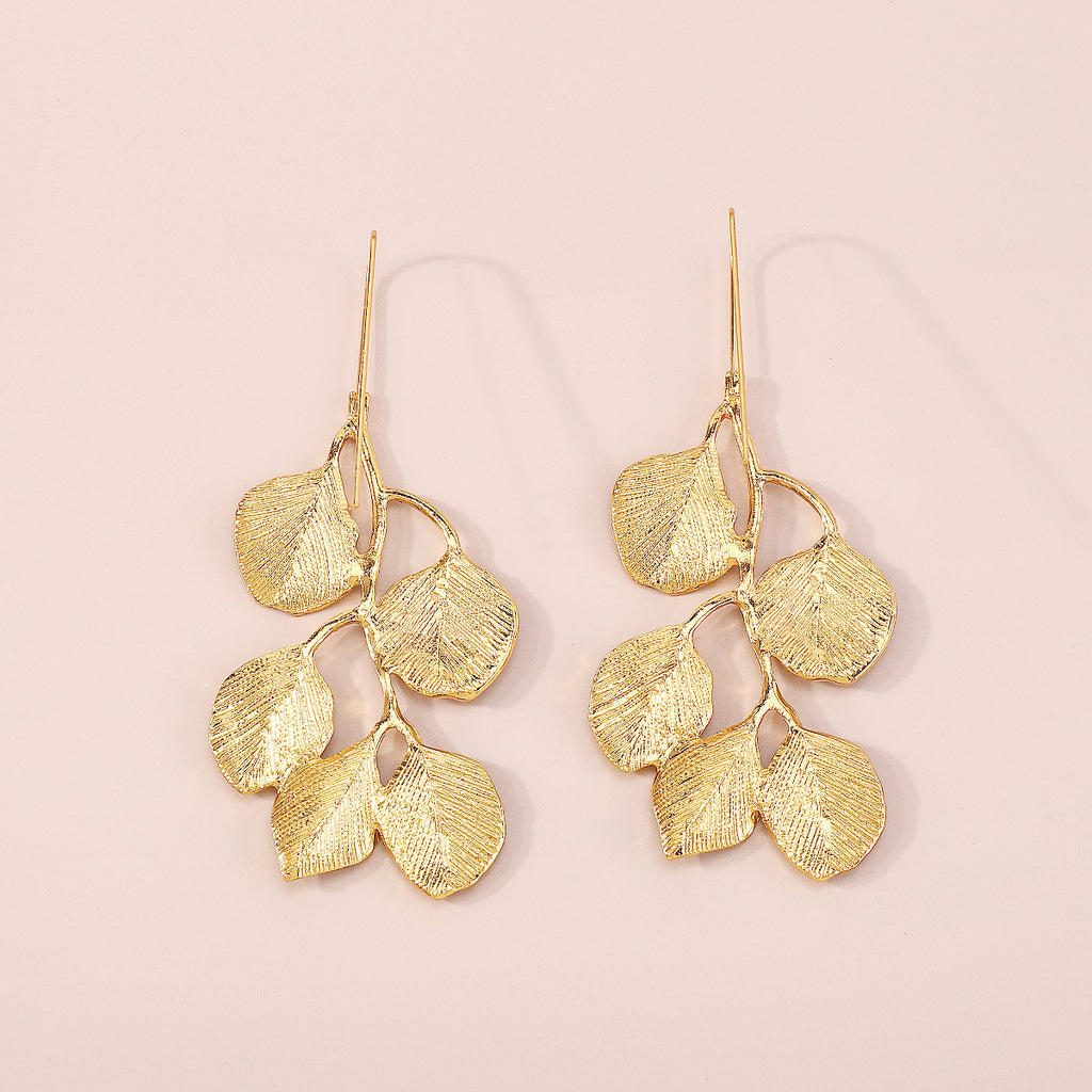 Earring Necklace Luxury Metal Leaf Earrings Choker For Women Personality Jewelry Gift