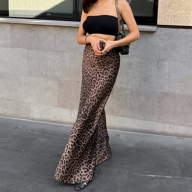 Leopard Print Dress Fashion Mermaid Skirt Womens Clothing Hover Image