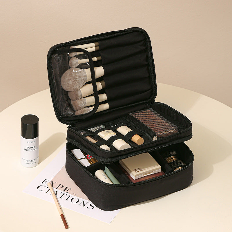 Portable Oxford Cloth Makeup Bag With Dividers