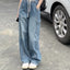 American High Street Drawstring Elastic Waist Jeans Women