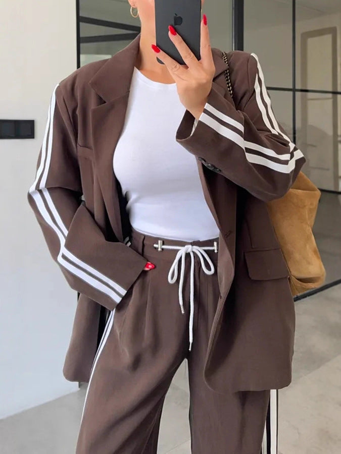 Womens Two-piece Suit Long-sleeve Jacket And Trousers Set