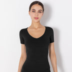 Yoga Sports Short-sleeved Solid Color Stretch Seamless Fitness Training Top Women