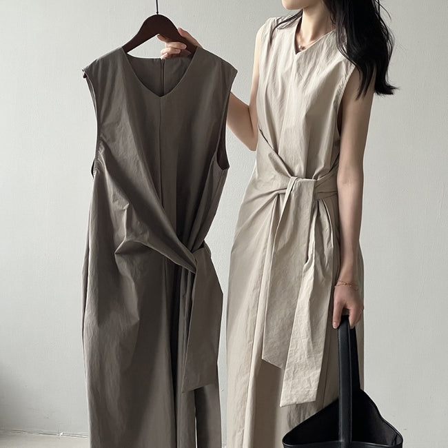 Waist Trimming Lace Up Sleeveless Dress Summer New Hover Image