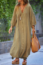 Women's Fashion Casual Cotton Linen Shirt Dress