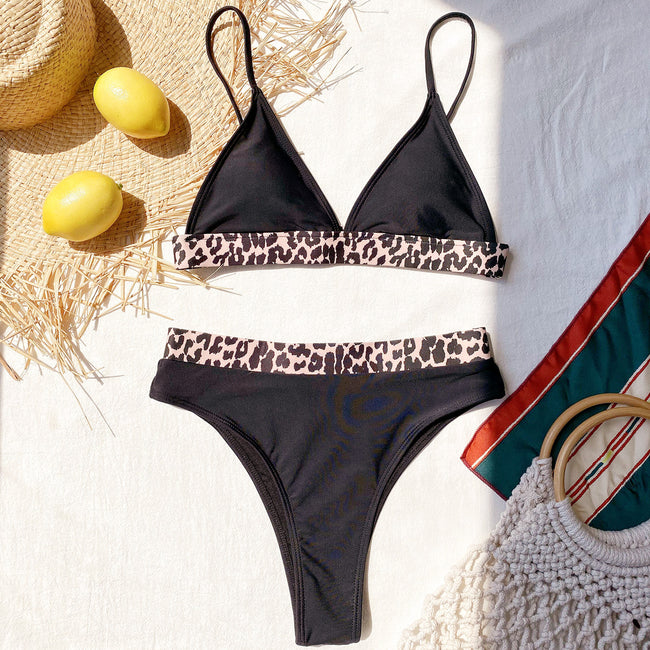 Ladies Swimsuit Leopard Print Bikini Split Swimwear Main Image
